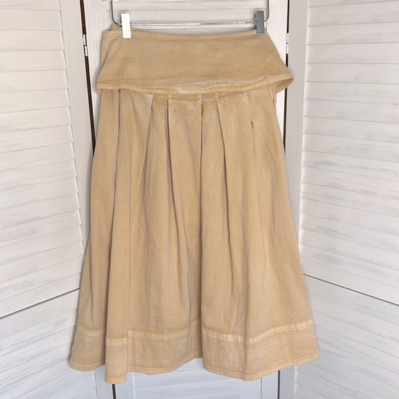 ULLA JOHNSON l Khaki Denim Midi Virgil Skirt Tie Front Side Zip NWOT Pockets S - Picture 6 of 14